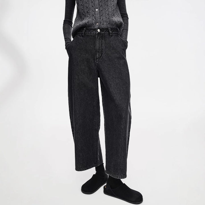 Damen Weit geschnittene Jeans mit hohem Bund Drune