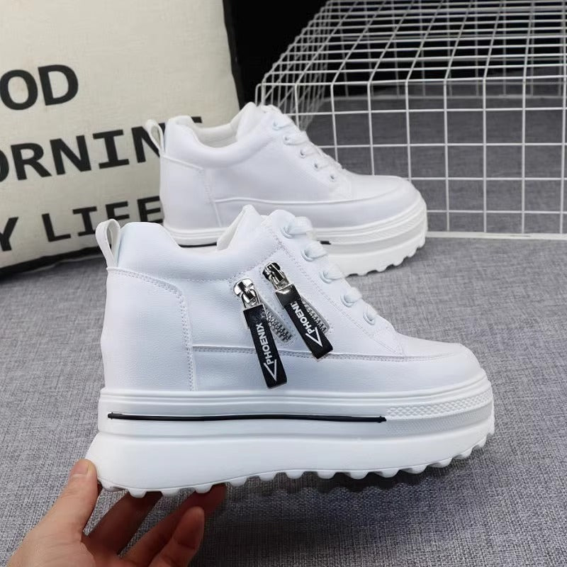 Damen Sportliche Sneaker mit Plateau und Reißverschluss Drune
