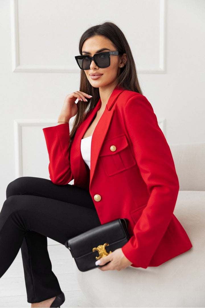 Damen Modischer Blazer mit aufgestickten Taschen und eleganter Knopfleiste Drune