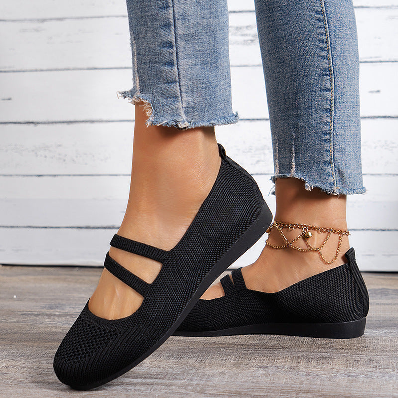 Drune | Flache Slipper Mit Riemen Über Dem Spann Und Flacher Sohle Für Damen