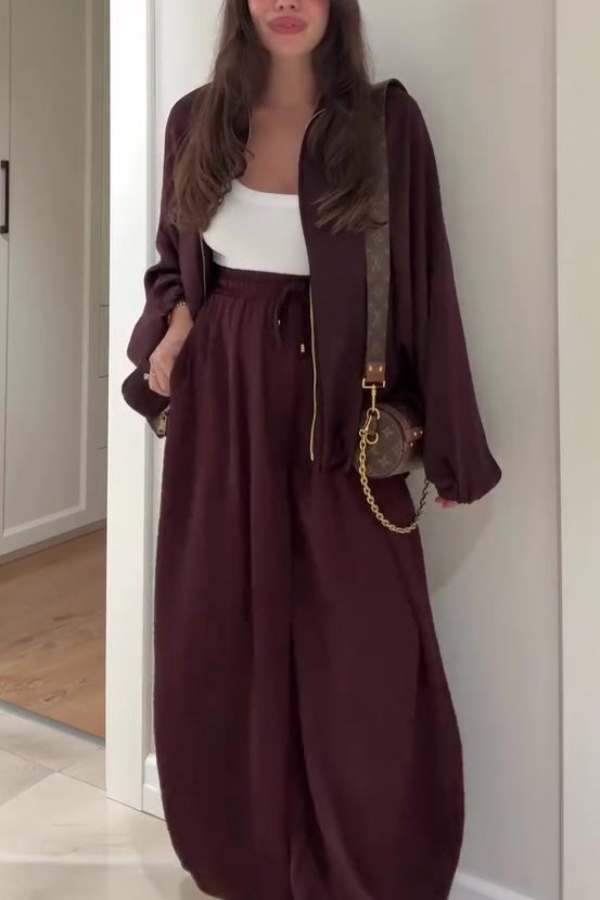 Drune | Reißverschlussjacke und Elastische Bund Weit Geschnittene Hose Zweiteiler Satz