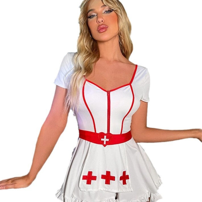 Damen Verspieltes Krankenschwester Kostüm Kleid Drune 1752572667