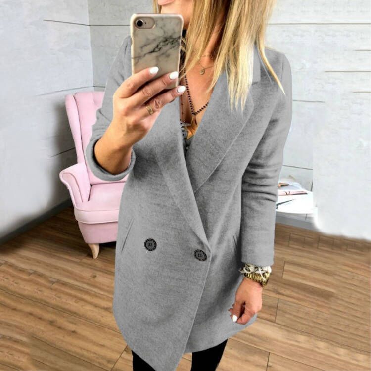 Damen Überlanger, taillierter Mantel mit elegantem Revers und praktischen Taschen Drune