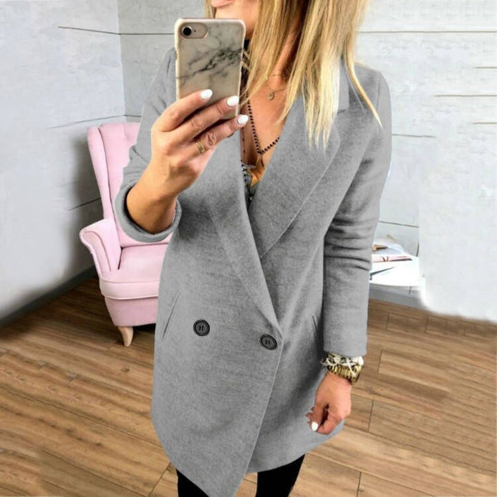 Damen Überlanger, taillierter Mantel mit elegantem Revers und praktischen Taschen Drune
