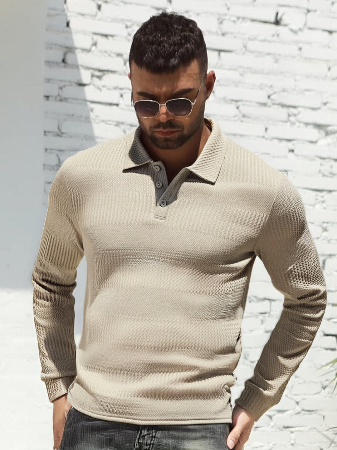 Herren Langarm Poloshirt Drune