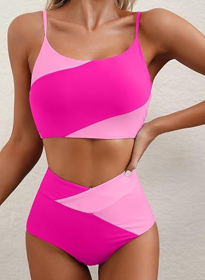 Damen Hoch tailliertes Bikini-Oberteil mit asymmetrischem Design Drune