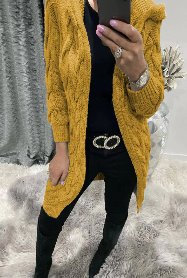 Damen Grobstrick-Cardigan mit nostalgischem Zopfdesign und praktischen Taschen Drune