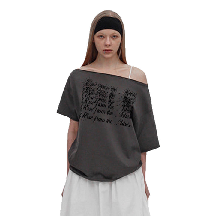 Damen T-Shirt mit modischem V-Ausschnitt und funkelndem Strasskreuz Drune