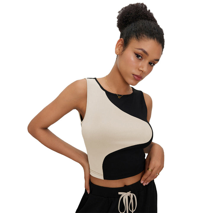 Damen kurz geschnittenes Top mit asymmetrischem Design und modischen Kontrasten Drune