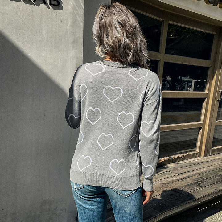 Damen Strickpullover mit Herzdesign und lässiger Passform Drune