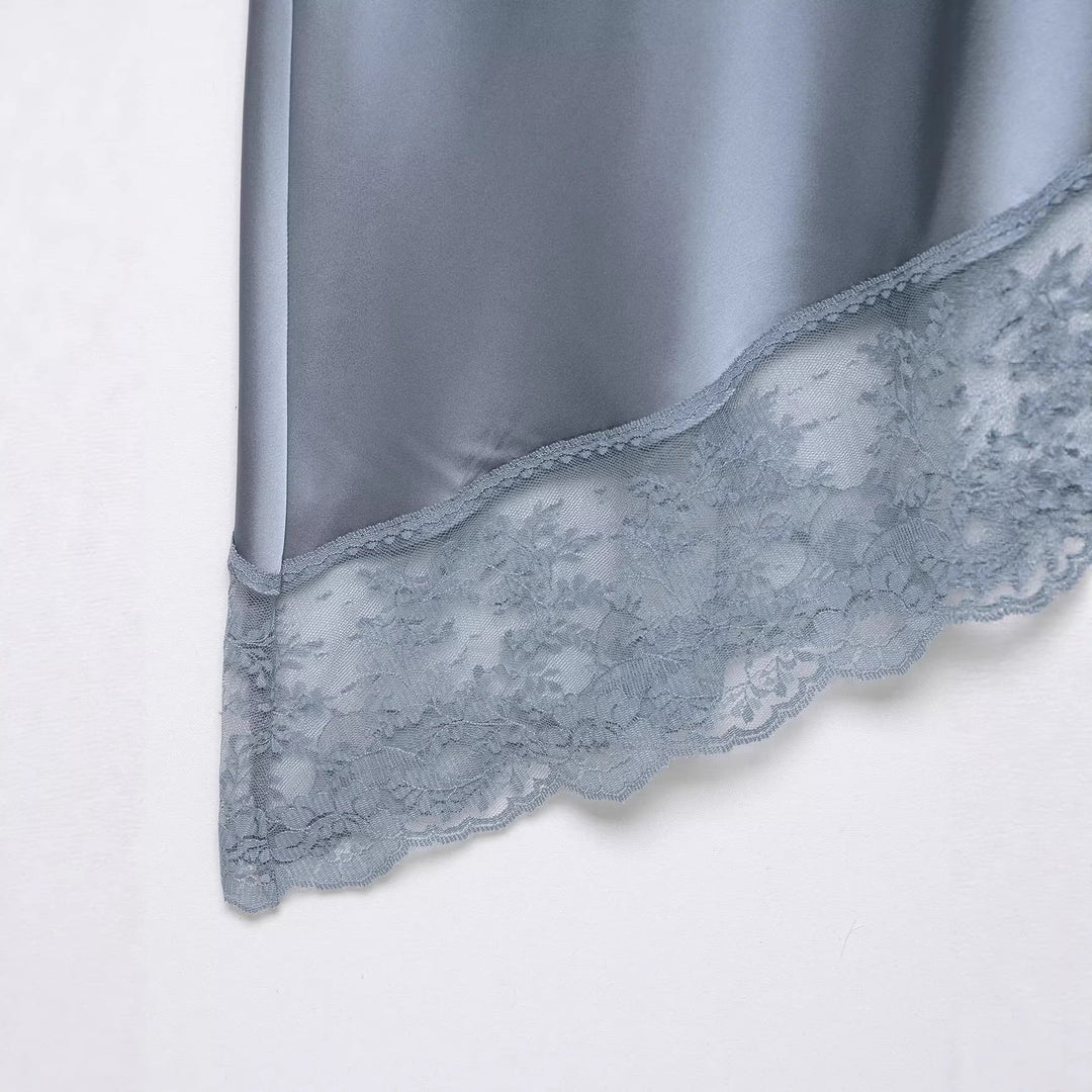 Damen eleganter Satinrock mit zarter Spitzenverzierung Drune