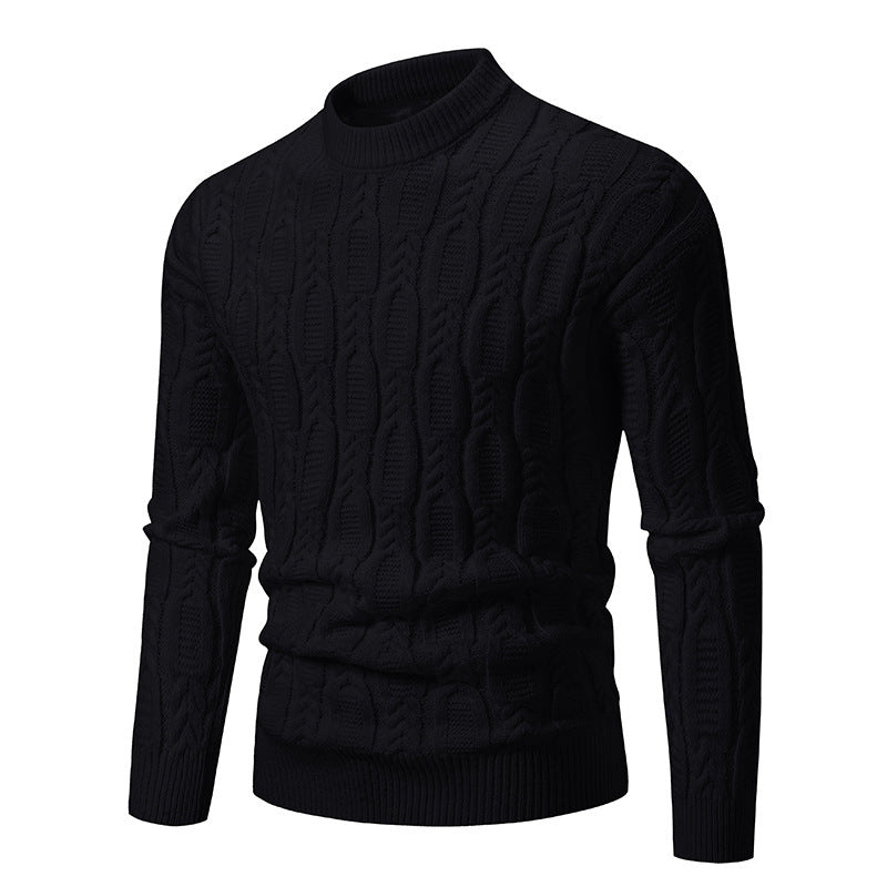 Herren Strickpullover mit modernem Zopfmuster und hohem Kragen Drune