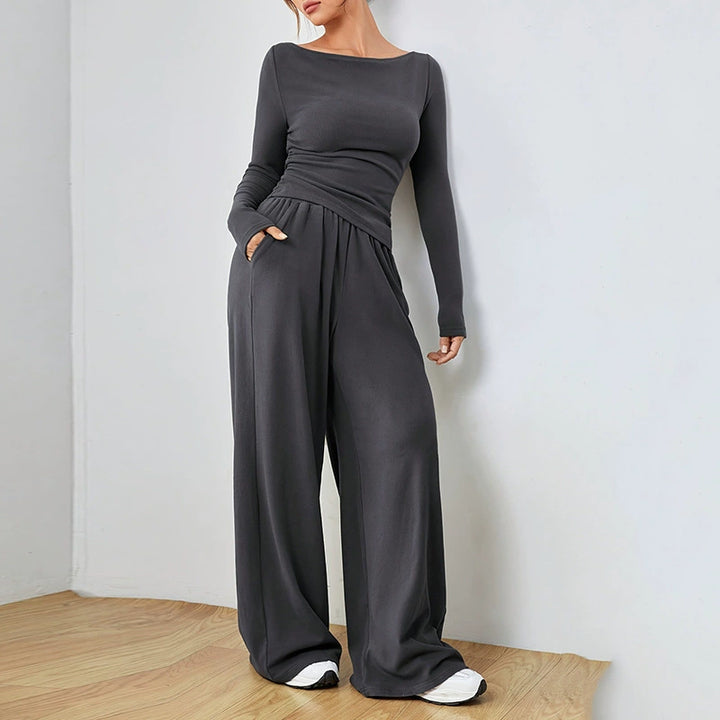 Damen Komfortabler Sweatsuit mit weitem Bein und lässigem Schnitt Drune