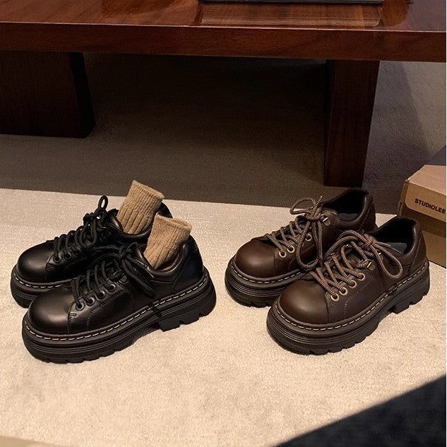Damen Chunky Schnürschuhe mit rutschfester Profilsohle und stilvollem Design Drune
