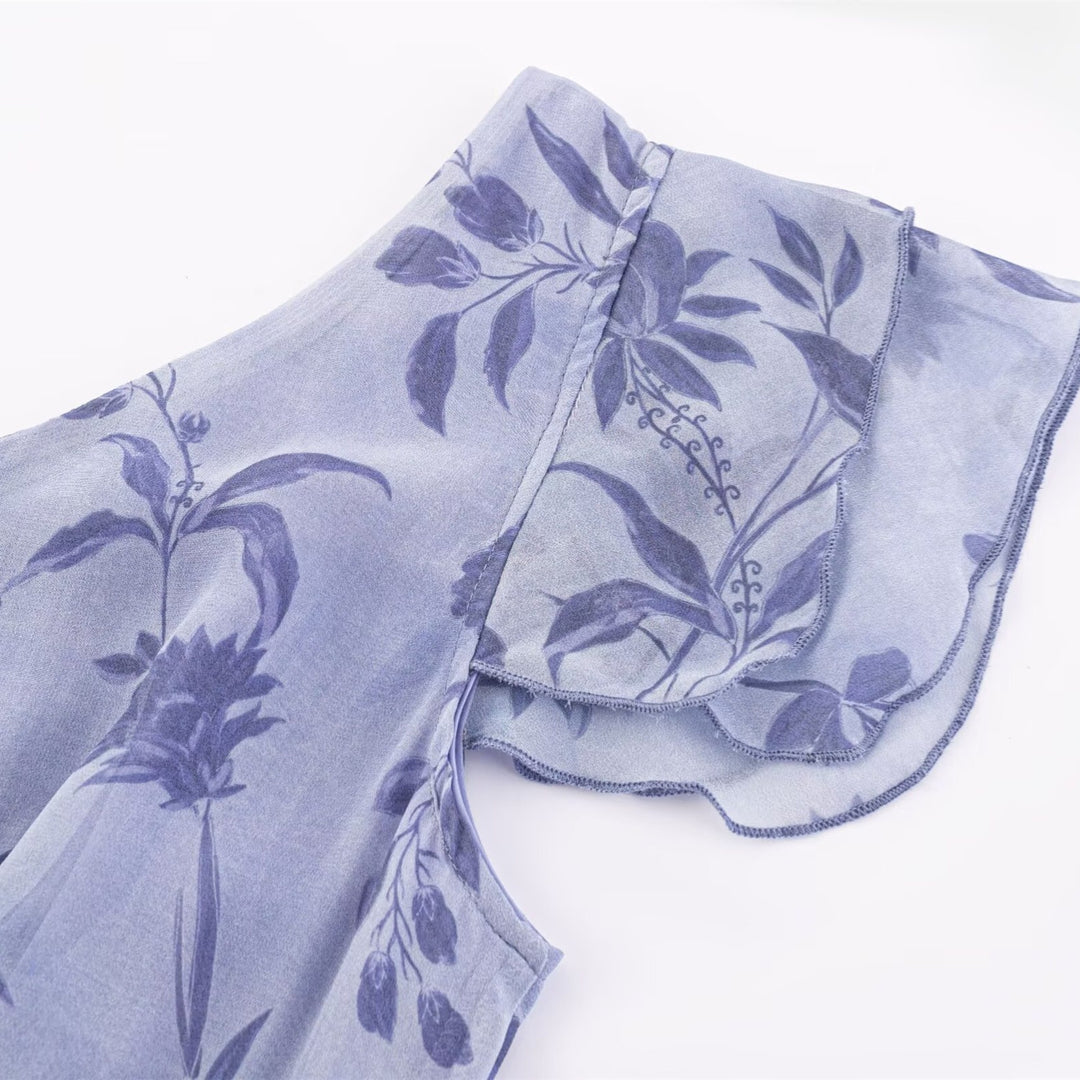 Damen Maxikleid mit floralen Mustern und voluminösem Rock Drune