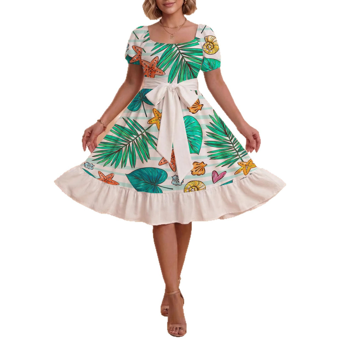 Damen Kleid mit tailliertem Schnitt und verspieltem Blumenmuster Drune
