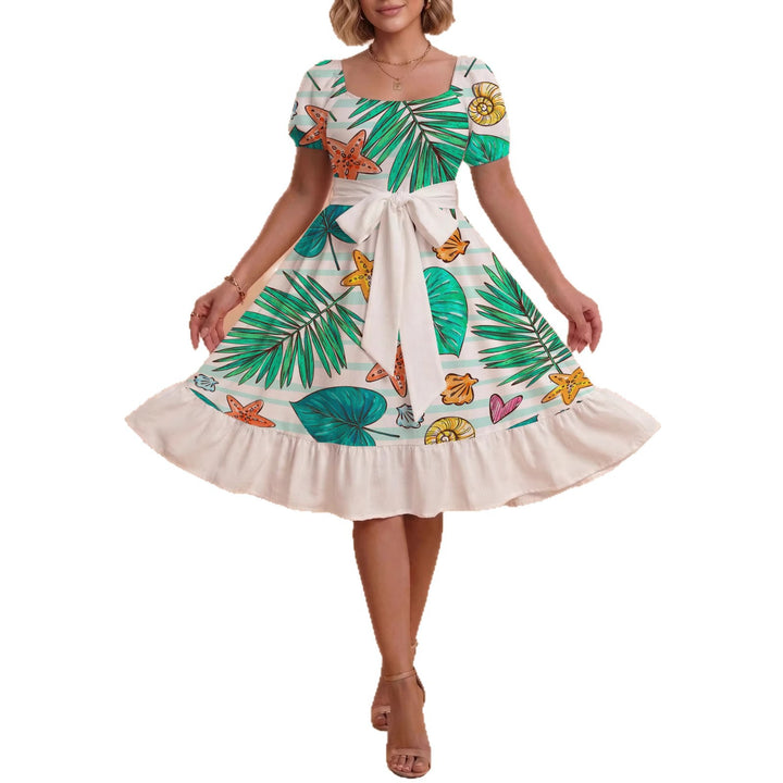 Damen Kleid mit tailliertem Schnitt und verspieltem Blumenmuster Drune