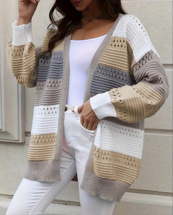 Damen modische Strickjacke mit einzigartigem Muster und lässigem Schnitt Drune