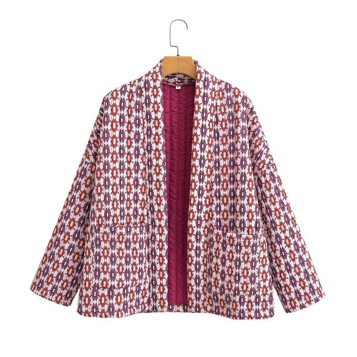Damen gesteppte Kimono-Jacke mit geometrischem Muster Drune