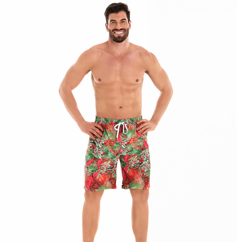 Herren Badeshorts mit tropischem Muster und verstellbarem Kordelzug Drune
