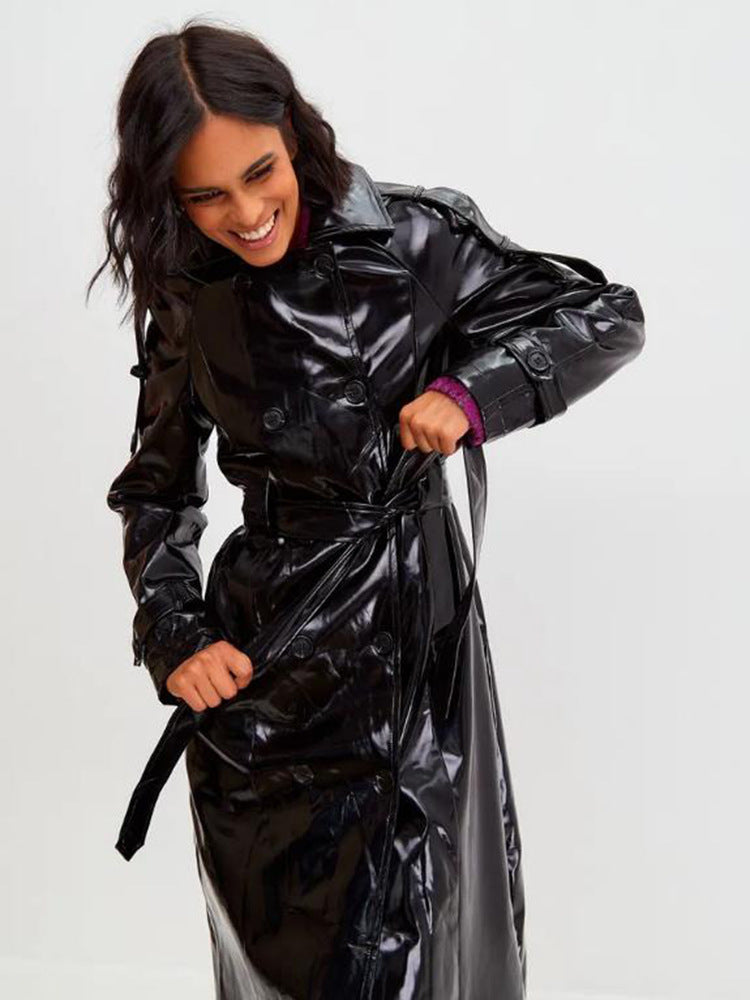Damen modischer Trenchcoat mit Gürtel Drune