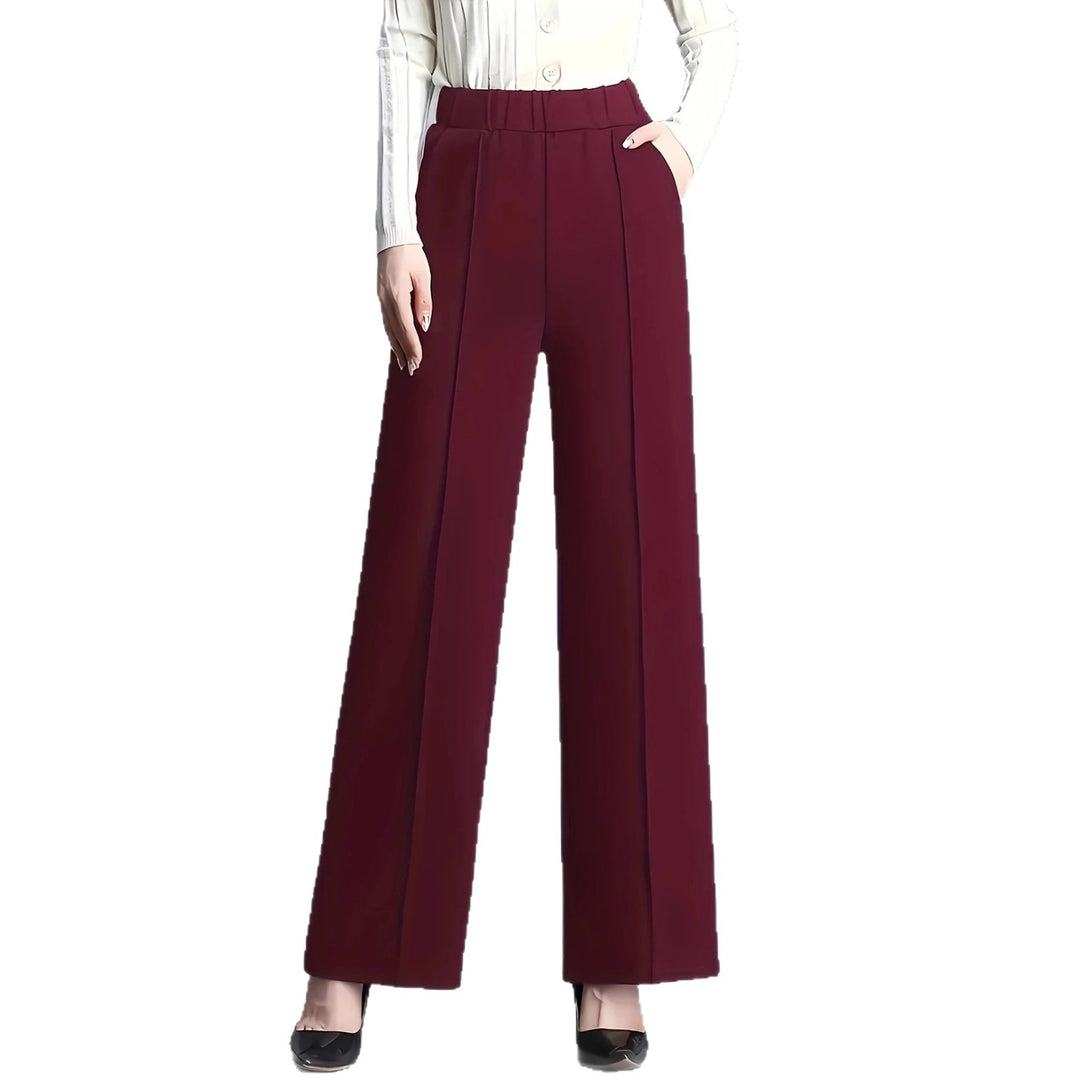 Damen elegante Hochbundhose mit Faltenwurf und dehnbarem Bund Drune