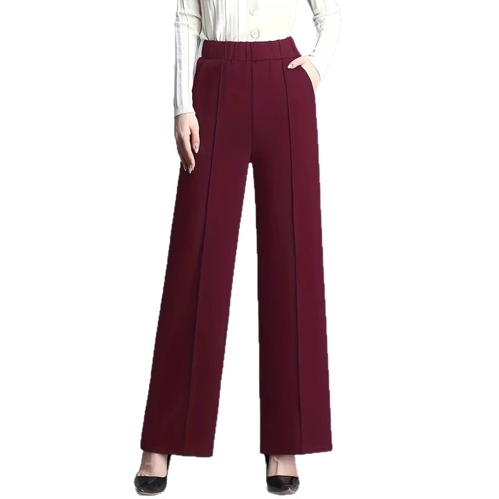 Damen elegante Hochbundhose mit Faltenwurf und dehnbarem Bund Drune