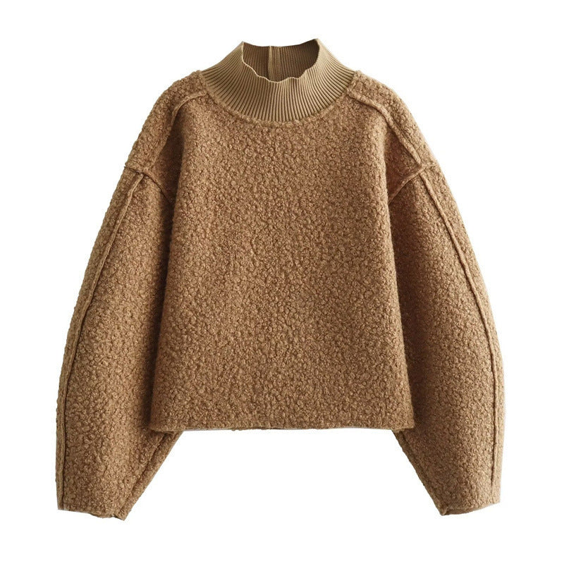 Damen Kuscheliger Pullover mit hohem Kragen und überschnittenen Schultern Drune