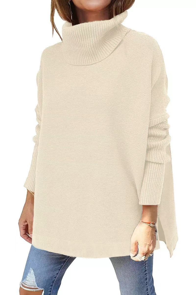 Damen oversize Rollkragenpullover mit strukturiertem Strickdesign Drune