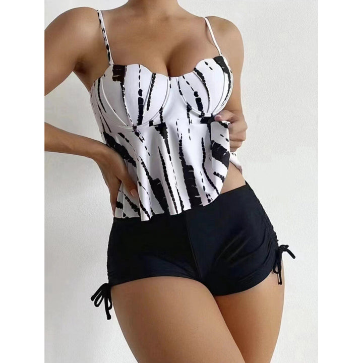 Damen Tankini-Set mit elegantem Volant-Oberteil und hohem Taillenslip Drune
