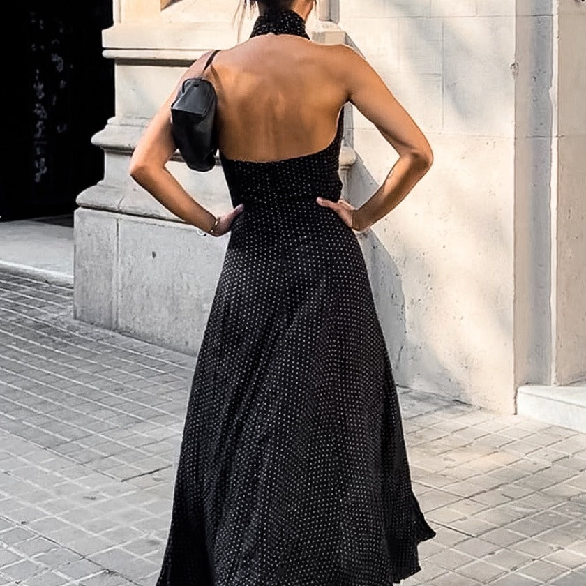 Damen Maxikleid mit schickem High Neck und eleganten Schlitzen Drune