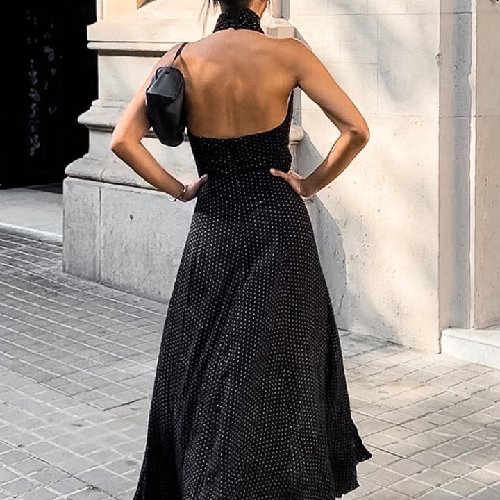 Damen Maxikleid mit schickem High Neck und eleganten Schlitzen Drune