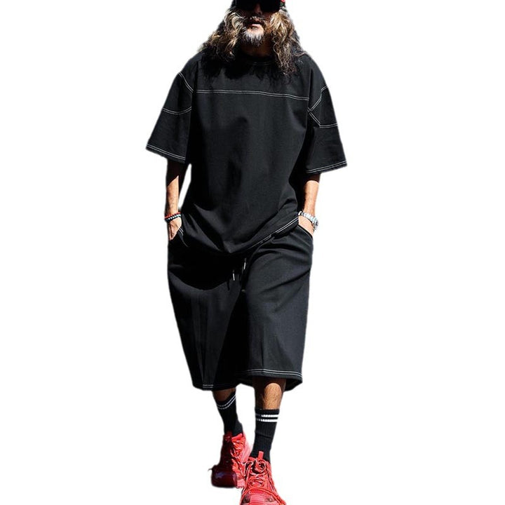 Herren lässiges Kurzarm-T-Shirt mit oversized Schnitt und komfortablen Hosen Drune