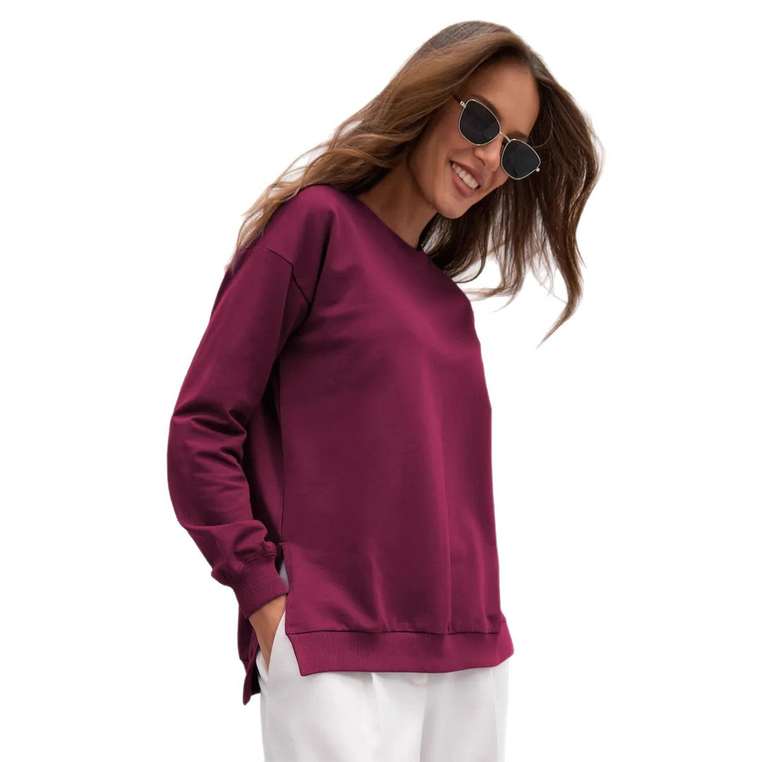 Damen bequemer Sweatshirt mit seitlichen Schlitzen Drune