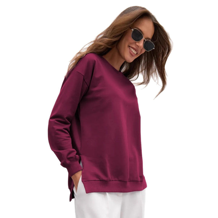 Damen bequemer Sweatshirt mit seitlichen Schlitzen Drune