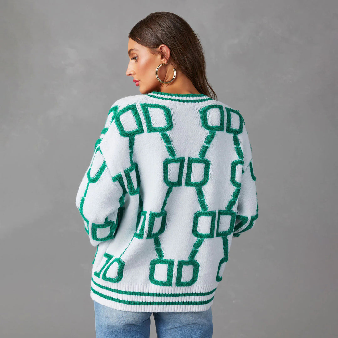 Damen Kuscheliger und stylischer Strickpulli mit modernem Muster Drune