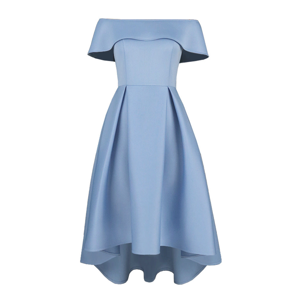 Damen Elegantes Off-Shoulder Kleid mit asymmetrischem Saum Drune