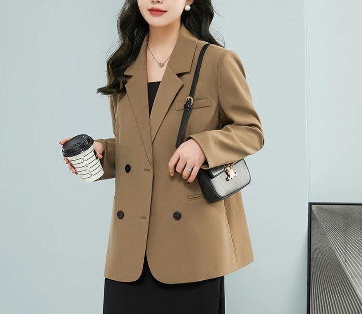 Damen modischer Oversized-Blazer mit doppelter Knopfleiste und stylischen Details Drune