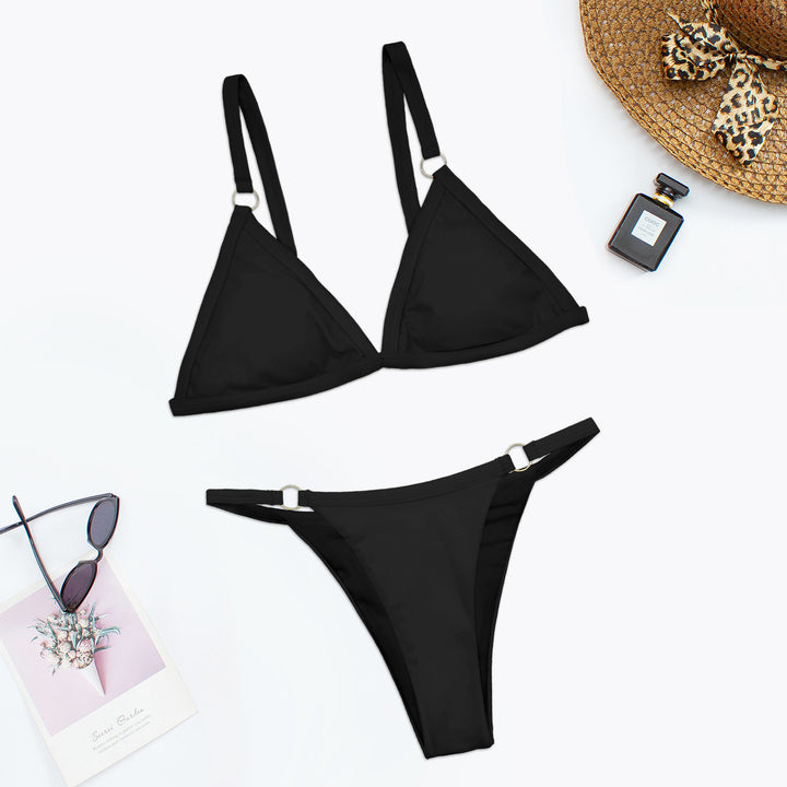 Damen Triangel-Bikini mit verstellbaren Trägern und eleganten Ringdetails Drune