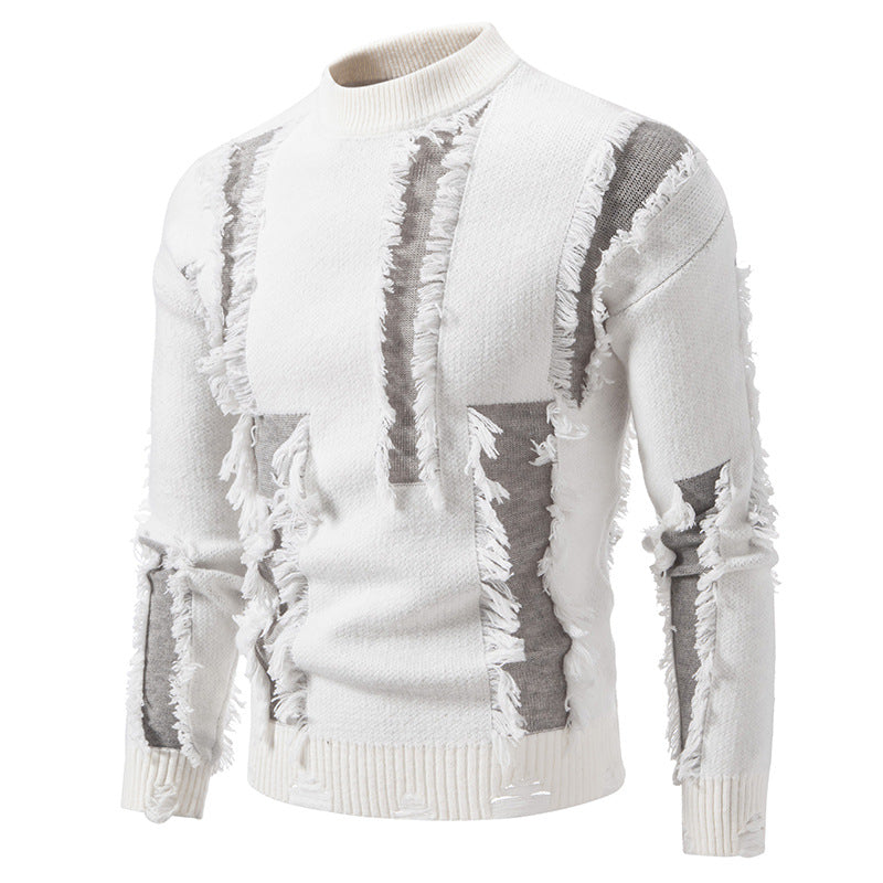 Herren moderner Strickpullover mit trendigen Fransen und einzigartigem Design Drune