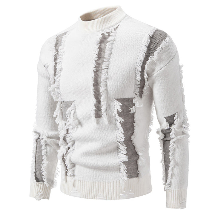 Herren moderner Strickpullover mit trendigen Fransen und einzigartigem Design Drune