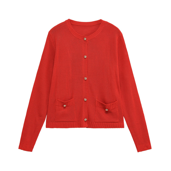 Damen elegante Strickjacke mit praktischen Taschen Drune