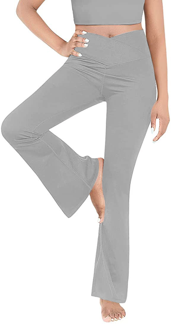 Damen Bootcut Yoga-Hose aus elastischem Material mit hohem Bund Drune