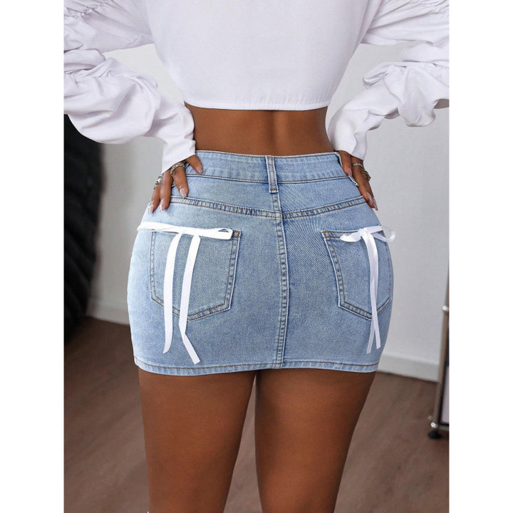 Damen Denim Minirock mit eleganten Schnürdetails Drune