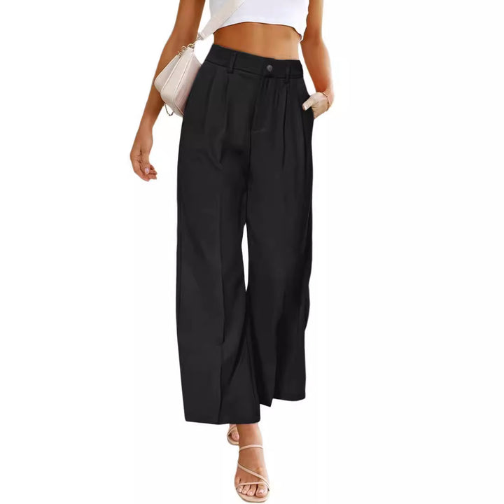 Damen Weit geschnittene Hochbundhose mit Falten und eleganter Passform Drune