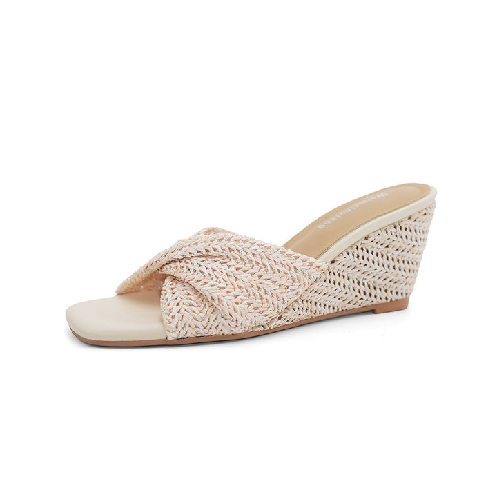 Damen Keil-Sandalen mit geflochtener Vorderpartie Drune