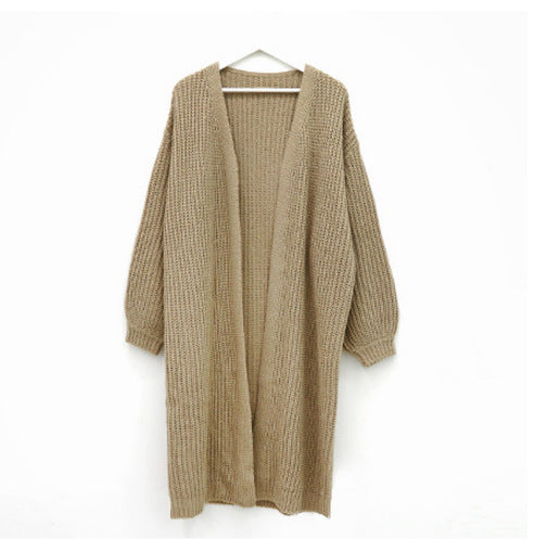 Damen Grobstrick Oversize Cardigan mit offenen Front und langen Ärmeln Drune