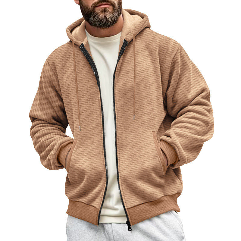 Herren sportliche Kapuzenjacke aus atmungsaktivem Material mit seitlichen Reißverschlusstaschen Drune