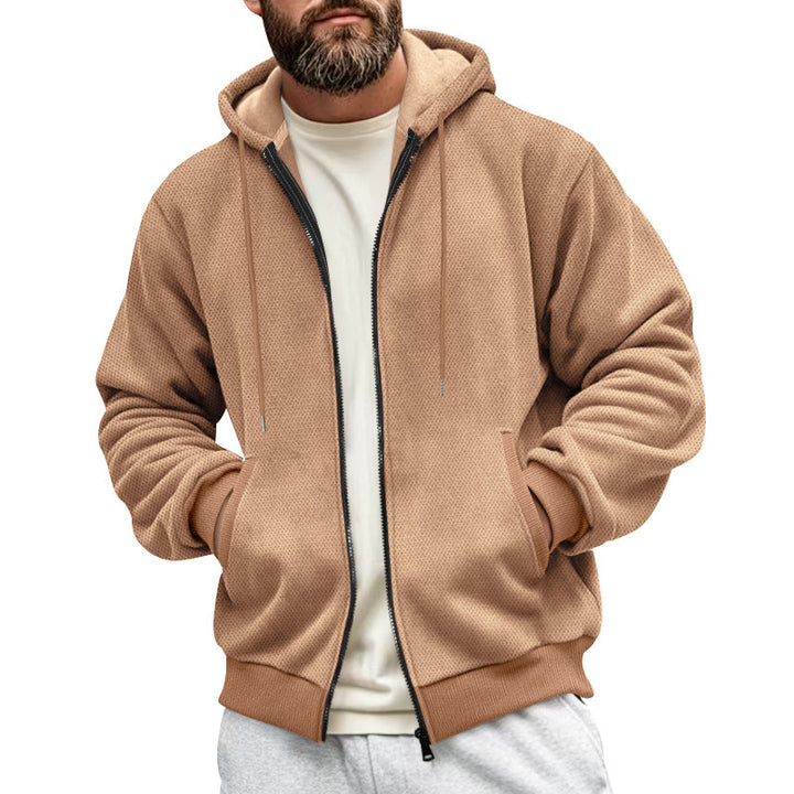 Herren sportliche Kapuzenjacke aus atmungsaktivem Material mit seitlichen Reißverschlusstaschen Drune