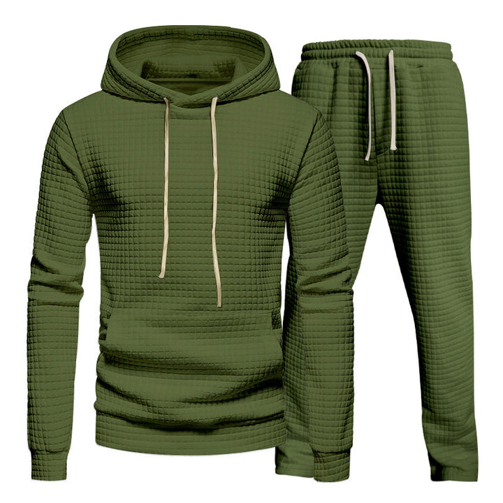 Herren Freizeit-Hoodie und Jogginghose-Set mit strukturiertem Design Drune
